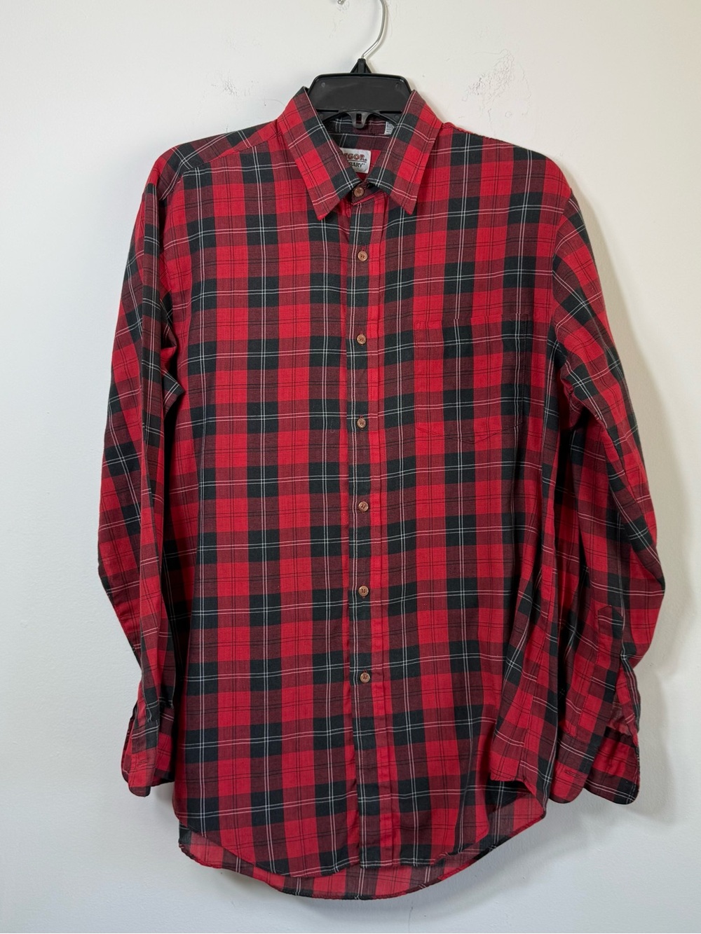 McGregor Contemporary Red Black Plaid Button Down Shirt Men’s M Grunge